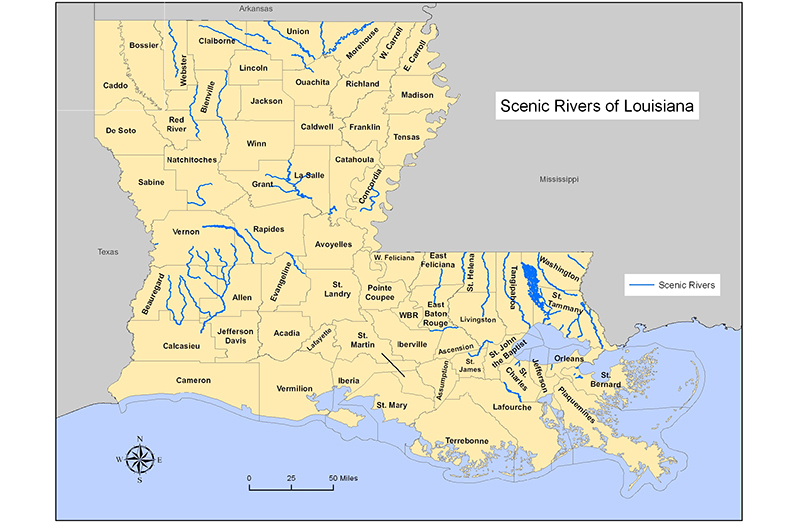 diagram of Louisiana Scenic Rivers